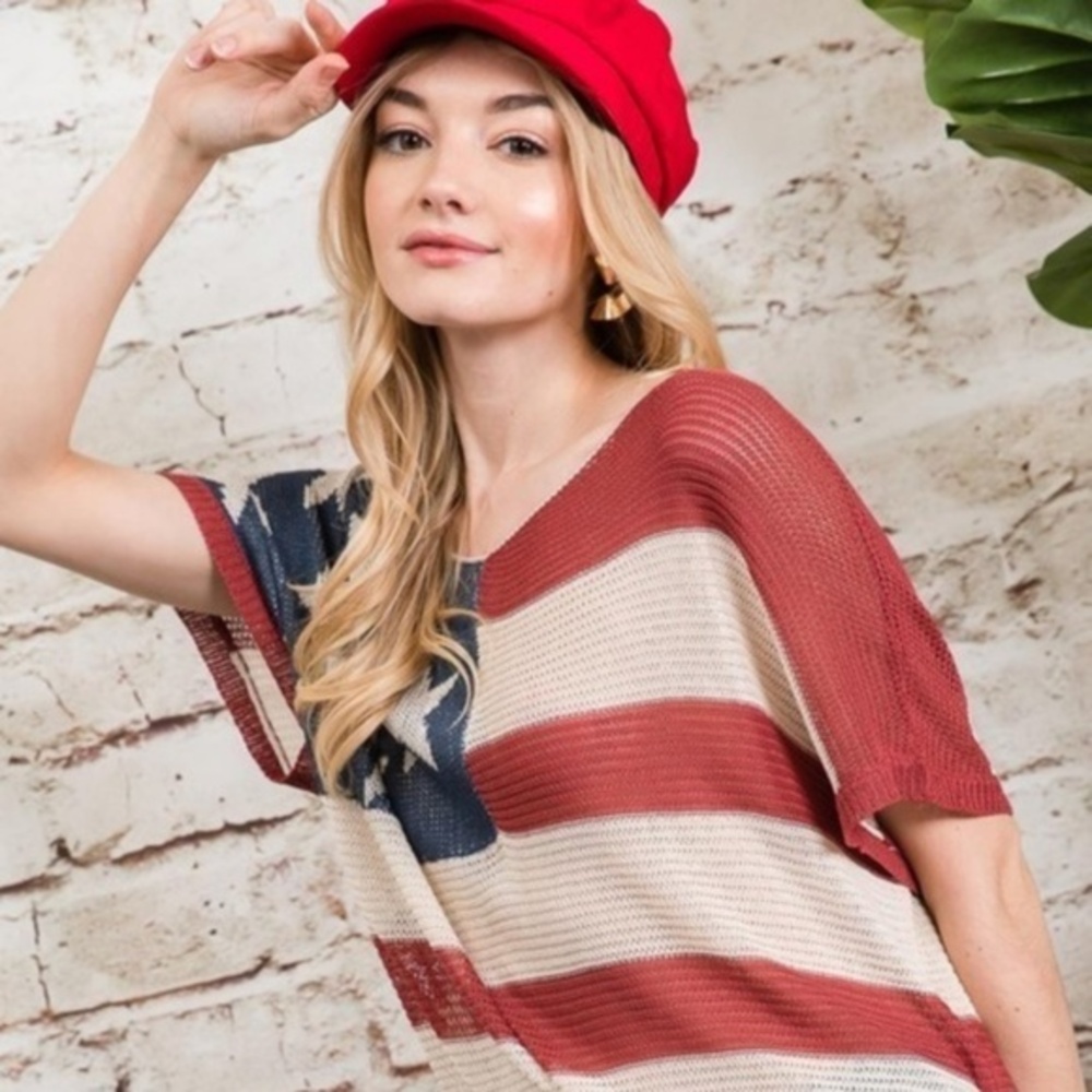 DAVI & DANI‎ STARS & STRIPES OVERSIZE KNIT-TOP